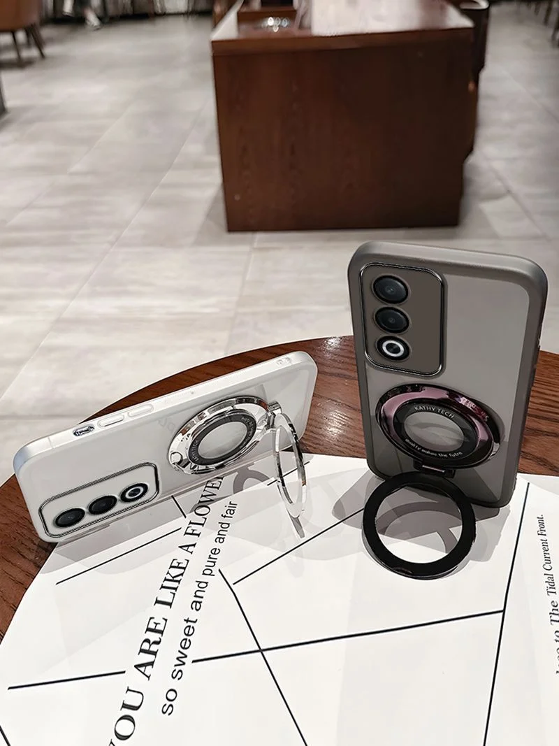 Transparent Soft Phone Case with Magnetic Ring and Lens Protection - Full Coverage Back Cover