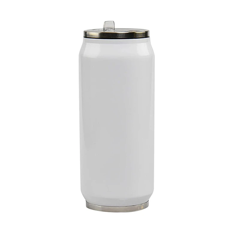 Sublimation 17oz Large Soda Can Shaped Tumbler Stainless Steel Can Bottle With Reusable Straw