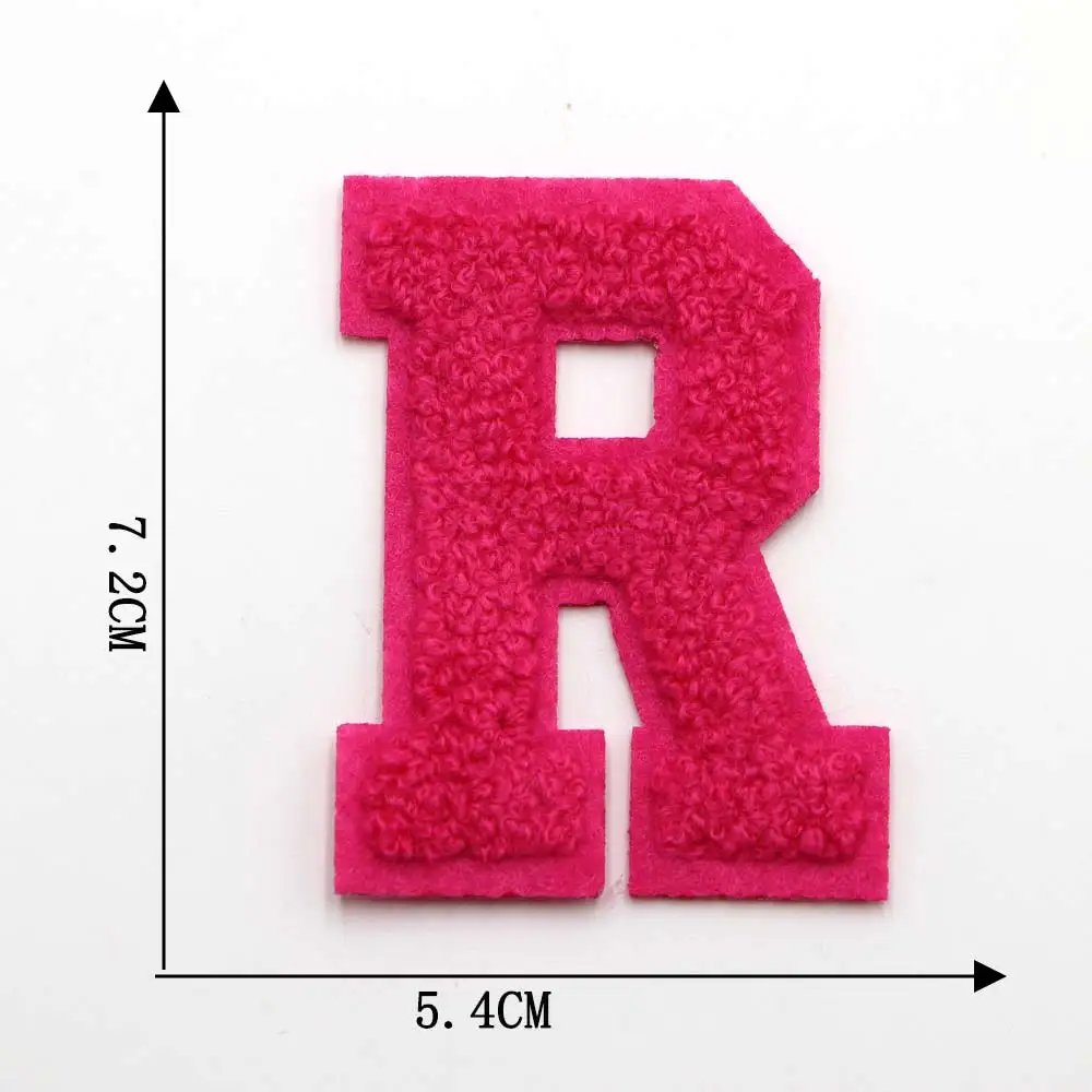 1PC Rose 7,2 CM Chenille Brief Patch Eisen auf Patch Name Buchstaben Patch Für Jeans Kleidung T-Shirt Reparatur alphabet Patch Abzeichen – Detail 23