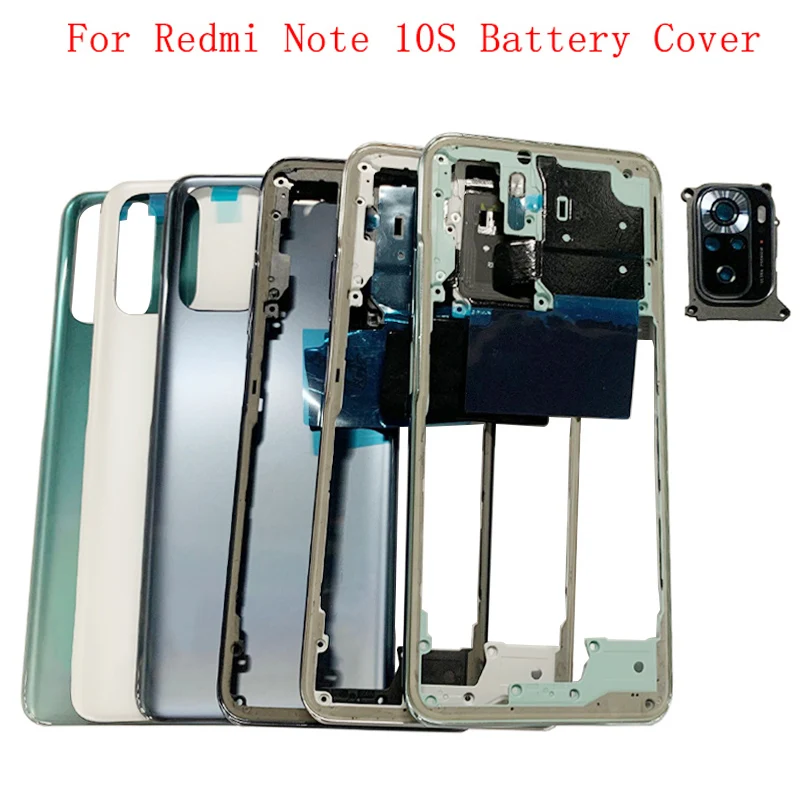 

Original Rear Battery Cover Door Housing Case For Xiaomi Redmi Note 10S Back Cover with Middle Frame Camera Frame Repair Parts