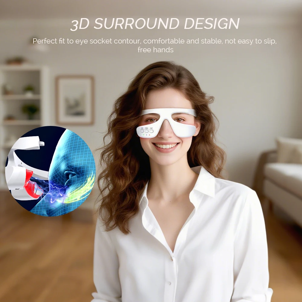 Red Light Electric Eye Massager Hot Compress Relieves Eye Fatigue Eyes Massage Glasses Eye Glasses Massager Dark Circles Remover