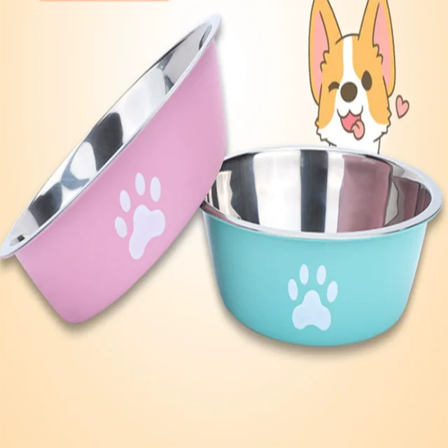 Large capacity stainless steel dog bowl anti-slip anti-rust dog water bowl pet feeder double-layer cat bowl suitable for puppies 4