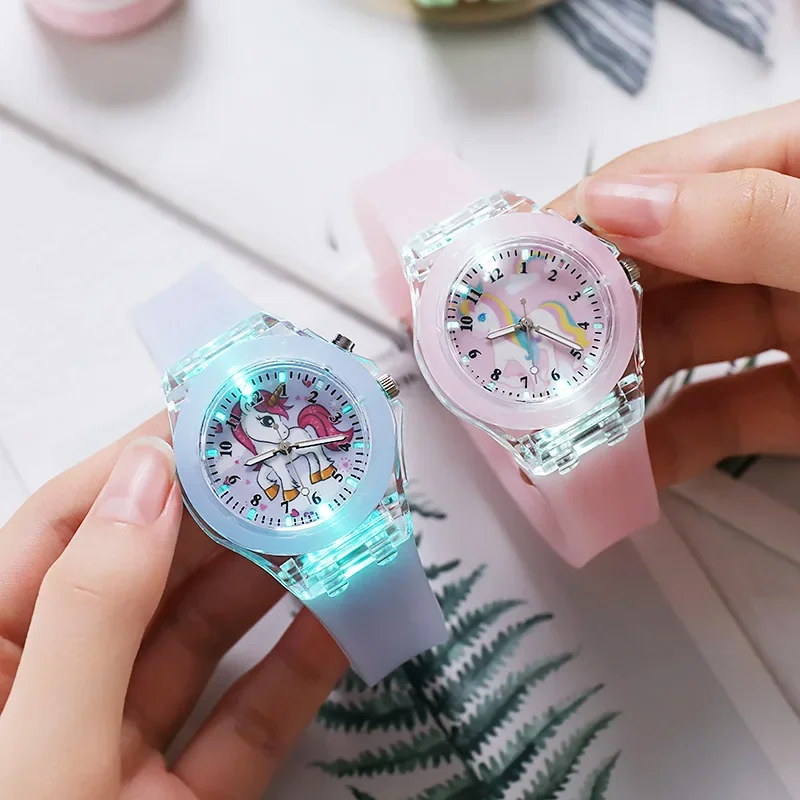 New Printed Silicone Band Kids's Watch for Cartoon Unicorn Watches At Night Quartz DIGITAL CLOCK Cute Girls Primary School 2