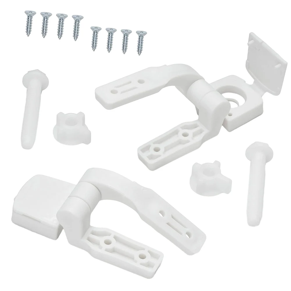 

2 Sets White Plastic Toilet For Seat Lid Hinge Replacement With Bolts Screw Nuts Toilet Holder Cover Ring Connection Assembly