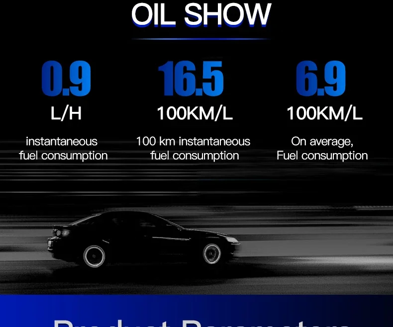 Auto HUD Head Up display Auto OBD2 Velocità 5.5 pollici Proiettore KMH MPH Tachimetro Rilevatore di auto Consumo di carburante Allarme di sicurezza - immagine 4
