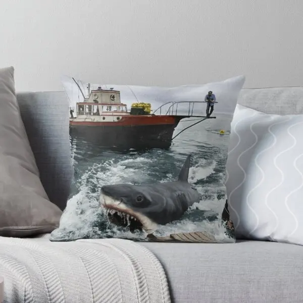 

Jaws Photography Printing Throw Pillow Cover Decor Bed Office Anime Decorative Fashion Waist Pillows not include One Side