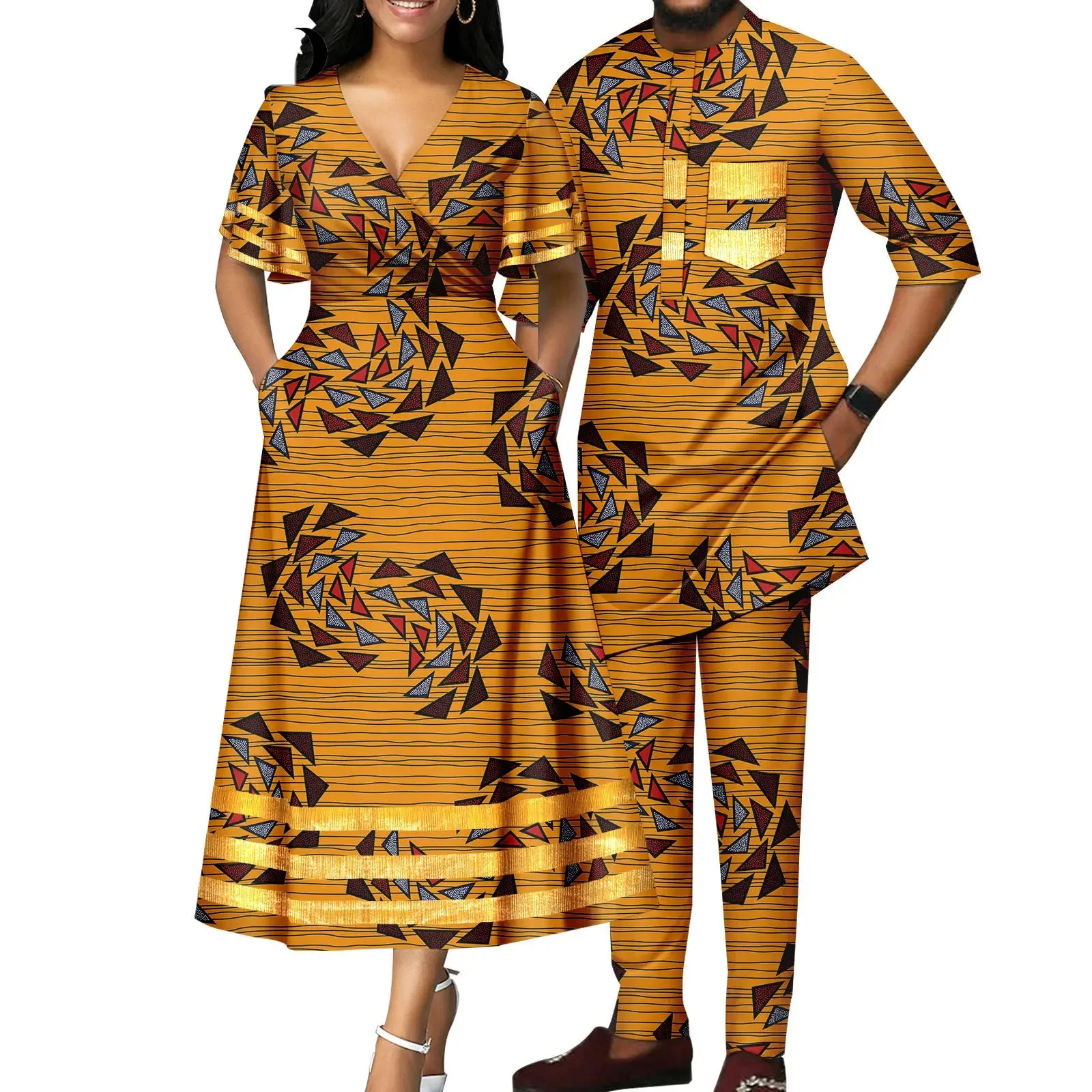 

Dashiki African Lovers Suit Party Clothing Husband and Wife Suit African Clothes for Couple Men and Women 2 Pieces Set Wedding