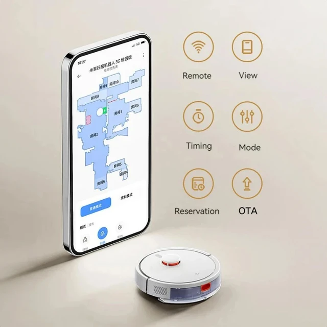 XIAOMI MIJIA Robot Vacuum Mop 3C Enhanced Version 5000Pa Big Suction Vacuum Cleaner Smart Laser Navigation Automatic Sweeper 6
