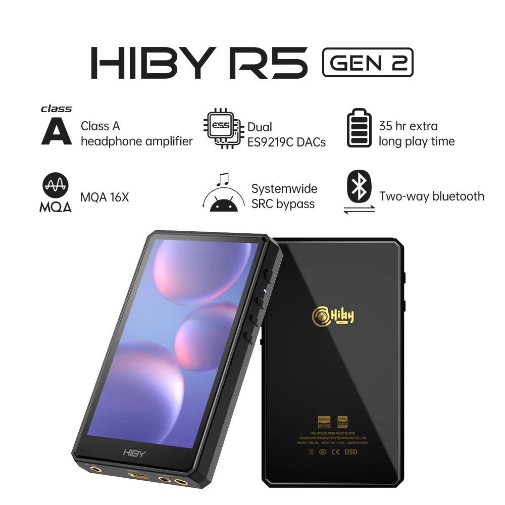 

HiBy R5 Gen 2 MQA 16X HiBy R5 II Android MP3 Players Music HiFi Bluetooth HiRes Dual ES9219C Portable USB DAC DSD 35 Hours Runti