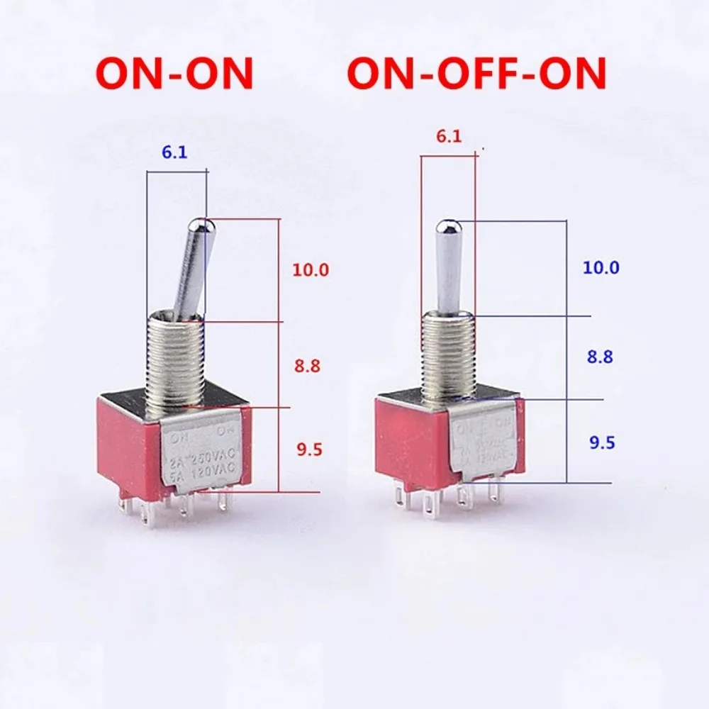 1 Piece ON-ON / ON-OFF-ON / ON-ON-ON DPDT Mini Toggle Switch for Electric Guitar or Bass