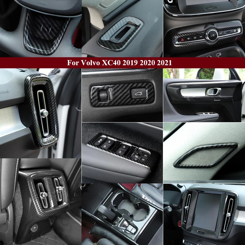 

For Volvo XC40 2019 2020 2021 Car Accessories Carbon Fiber Color Change Decoration Styling Frame Cover Trim Central Gearbox Gear