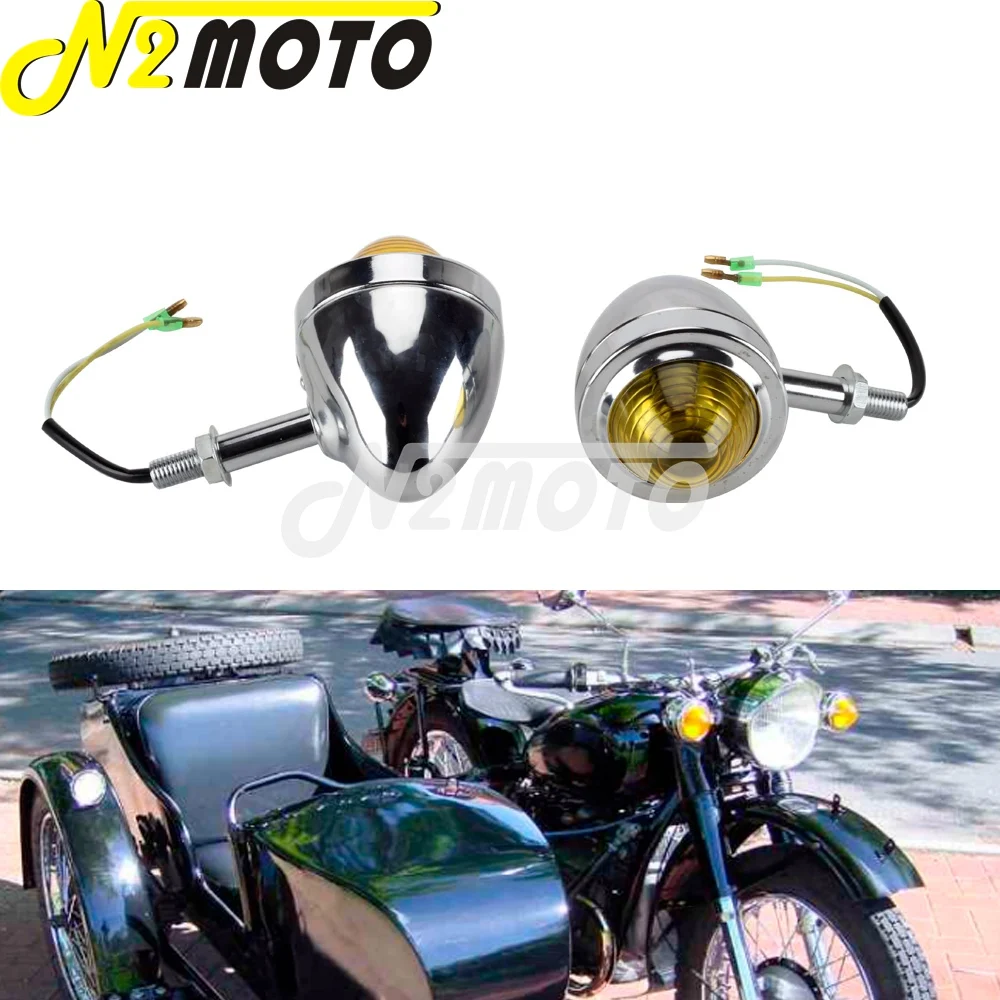 2 Pezzi Rosso Retrò Moto Proiettile Indicatore Di Direzione Ambra Lampeggiatore Indicatore Lampeggiante Per Bmw M71 M72 R12 R75 R51 K750 Ks750 Ural