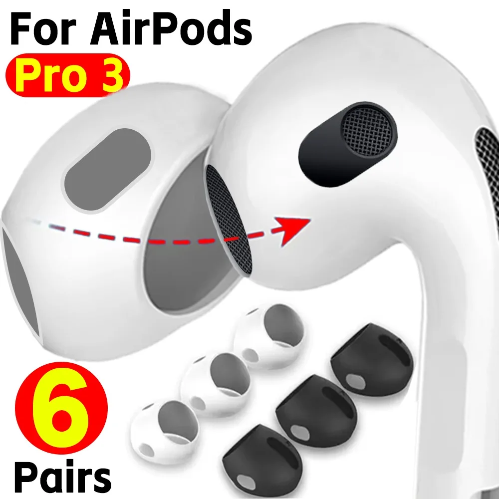 Silicone Eartips Cap - Ultra Thin Anti-Slip Protective Earbuds Cover (1-6 Pairs)