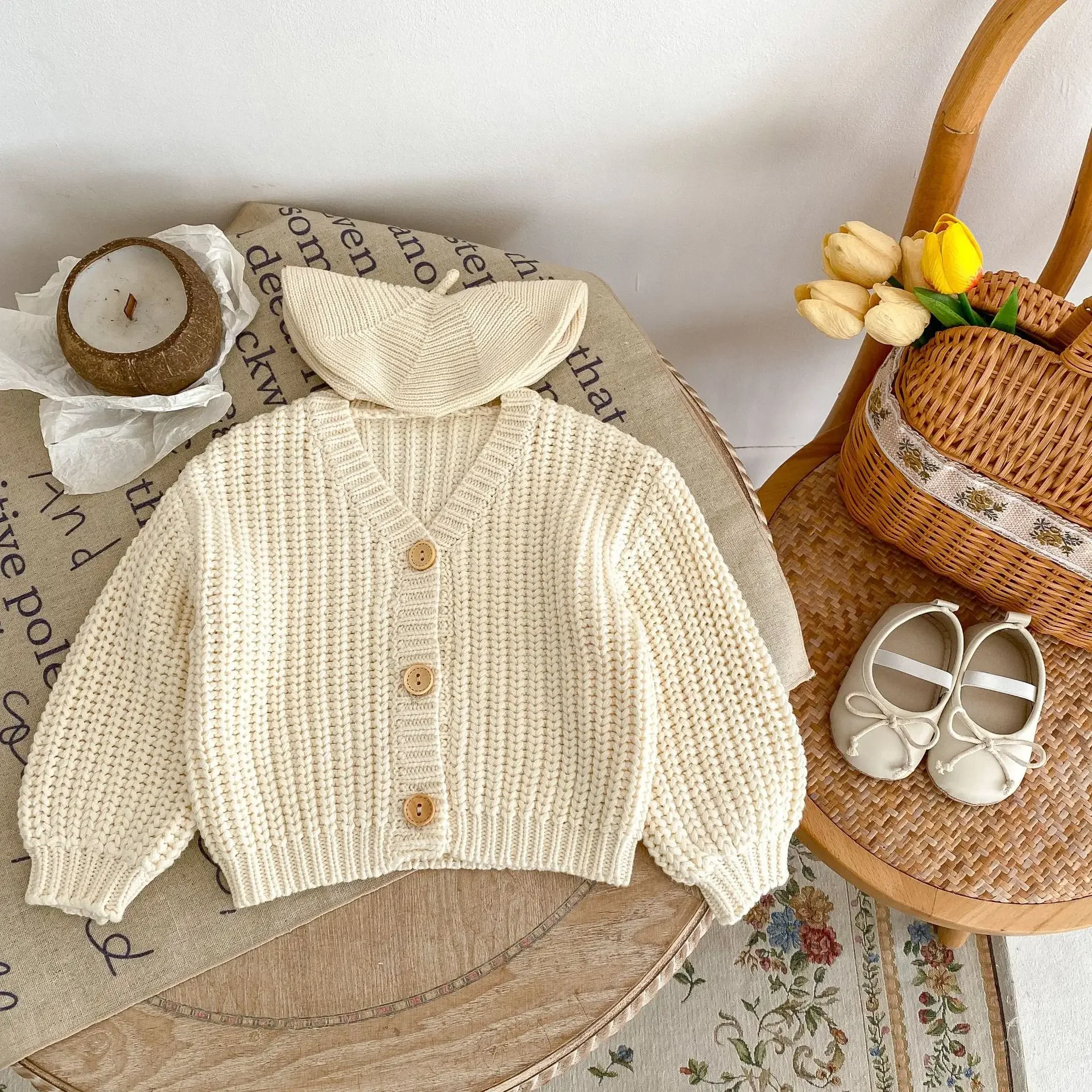 New Baby Girl Cap Shawl Caftan For Winter From 1 TO 4 years In Skin Color On Sale MTIW1996 main image 0