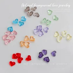 100Pcs Transparent Love Heart Nail Art Decorations 3D Nail Charms Resin Flatback Rhinestone Gems For DIY Manicure Accessories