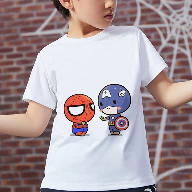 Camiseta de serie Marvel de Disney para niños, ropa con estampado de dibujos animados, de verano, Blanca|Camisetas| - AliExpress
