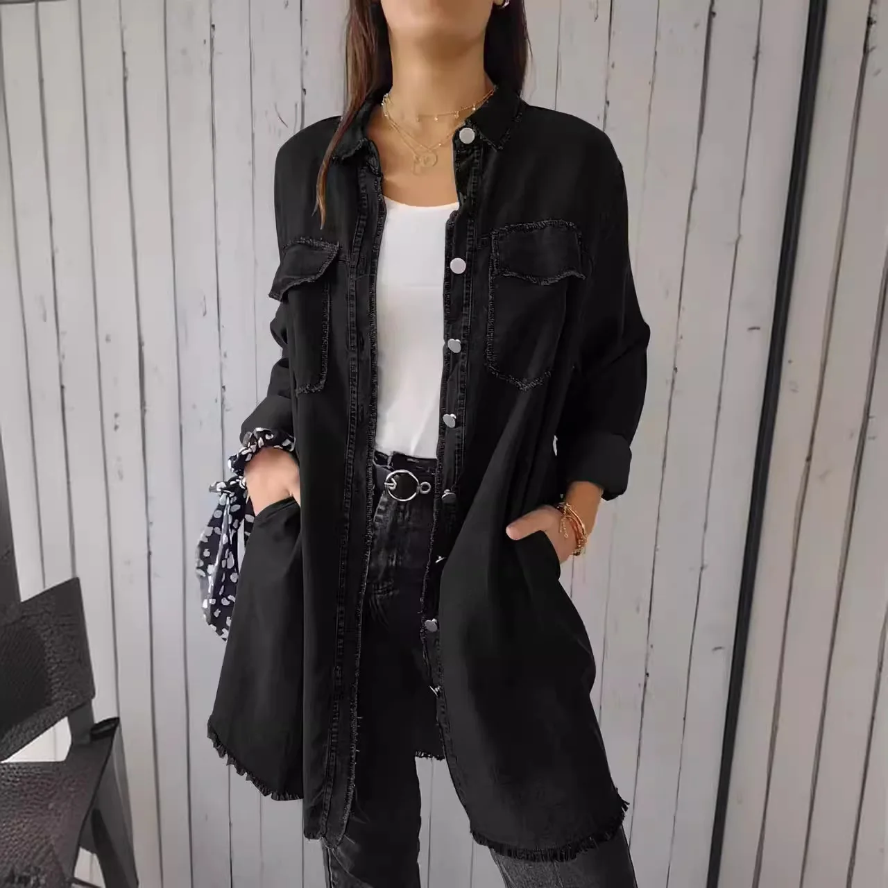 Women Casual Denim Jackets Ladies Single Breasted Turn Down Collar Long Sleeve Jeans Outerwear Coats