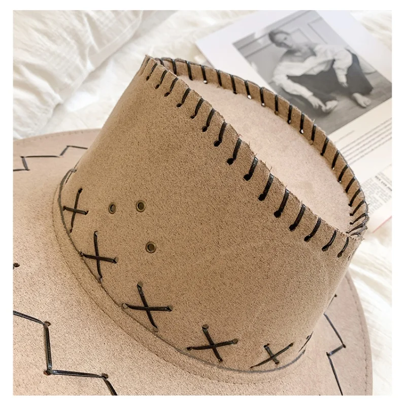 Stylish Sunshade Cowboy Hat Christmas Party Cosplay Cap Vintage Hat for Camping Fishing Mountaineering Vacation New Year Gifts 3