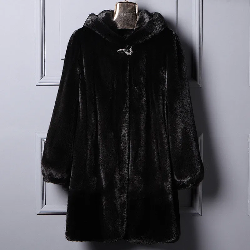 

6XL Large Size Women's Fashionable Fur Coat Nice Winter New Hooded Artificial Fox Fur Long Section Leisure Mink Fur Coat R1143