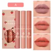 57198-5093e5.jpg 3 pcs Strawberry Lip Glaze Set Velvet Matte Liquid Lipstick Lipstick Non stick Cup