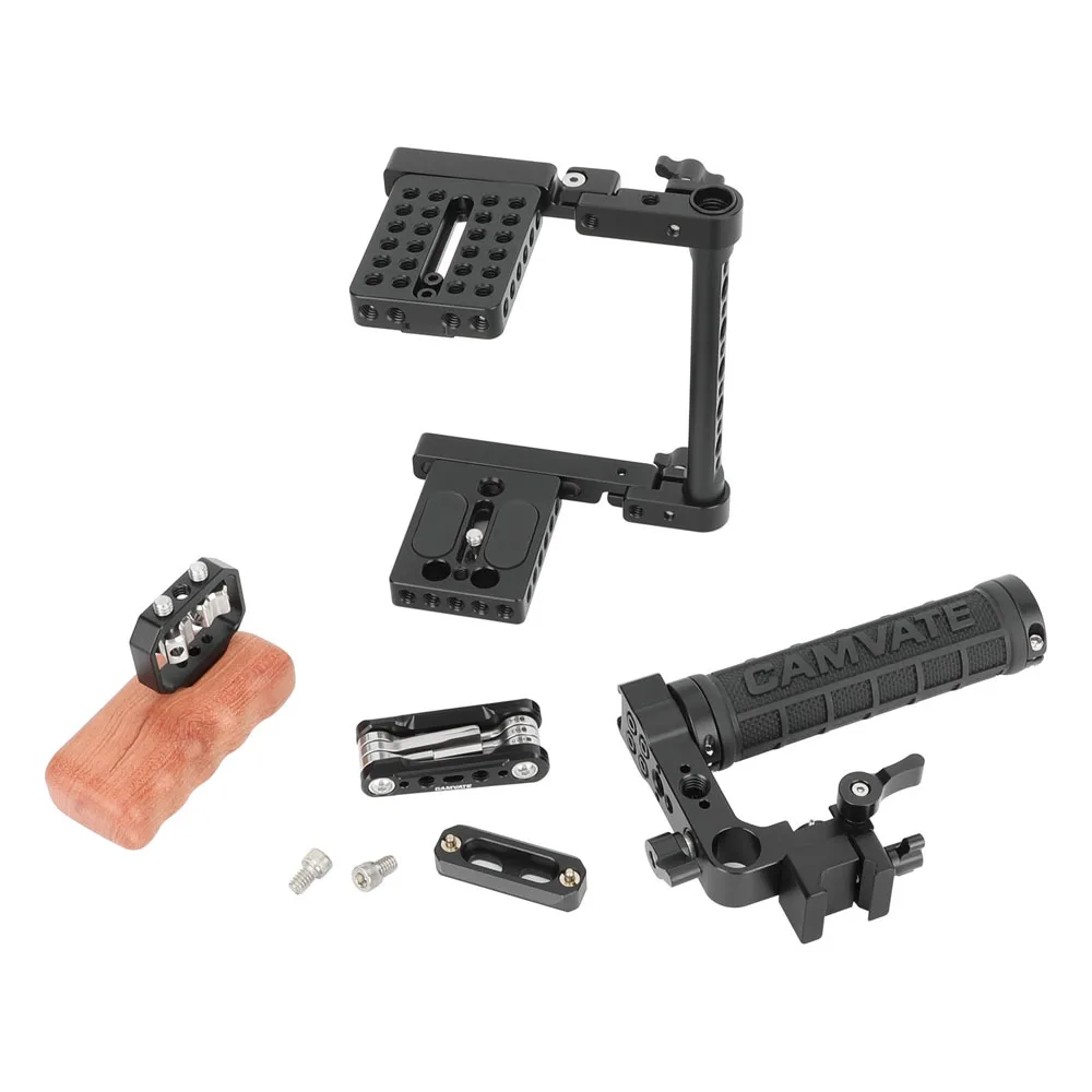 Foldable Half Camera Cage with Top and Left-Side Handles Fits 4.8inch Height Cam