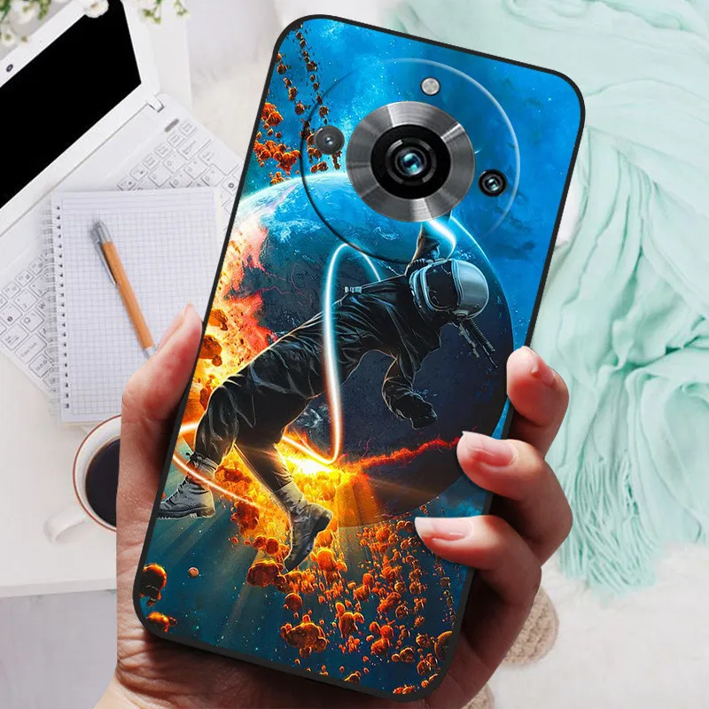 Black Silicone Bumper Case with Wolf and Lion Design - Soft TPU Covers