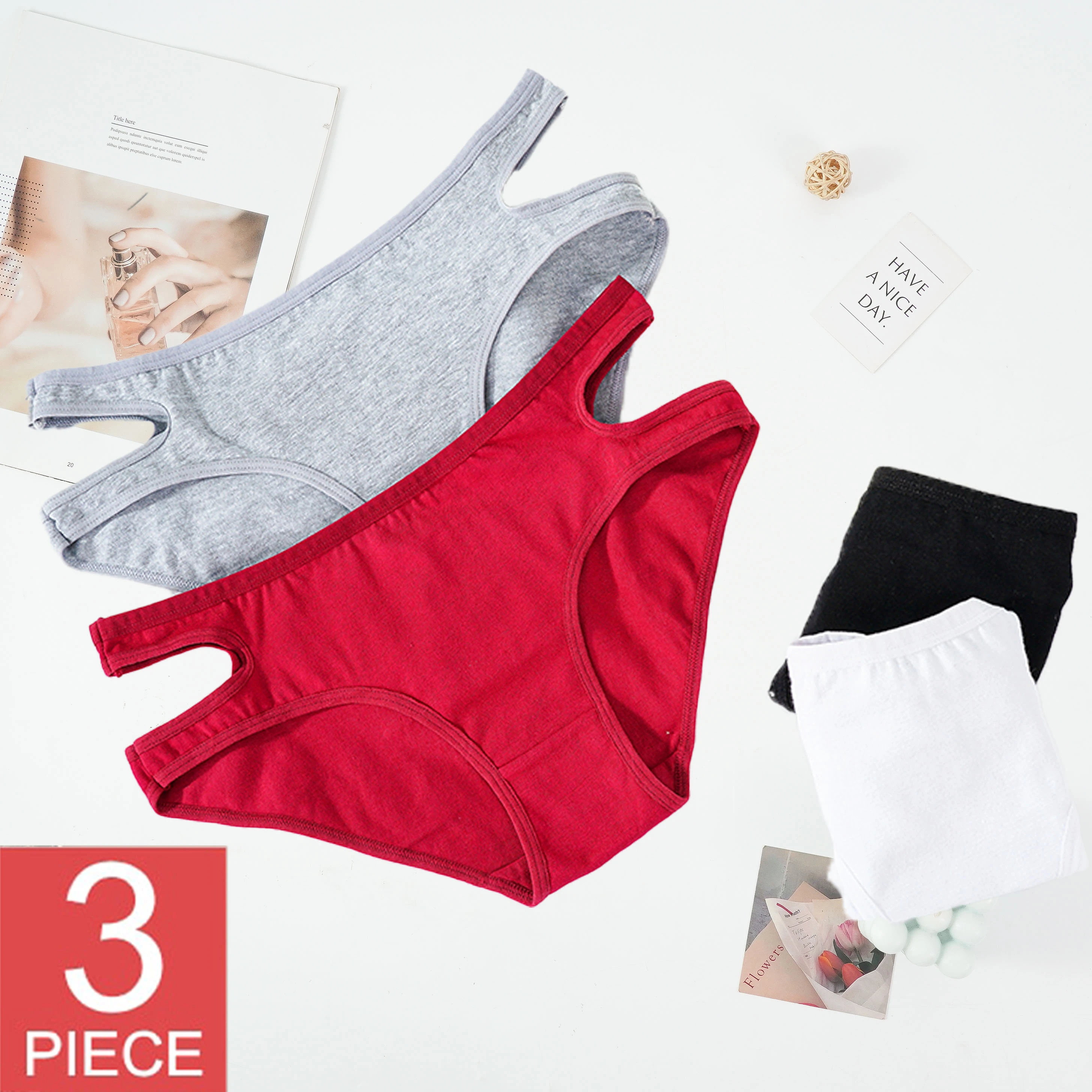  Cotton Panties For Women Waist Cross Design Sexy Underwear Female Comfortable Underpants Intimates Ladies Lingerie 3PCS/SET