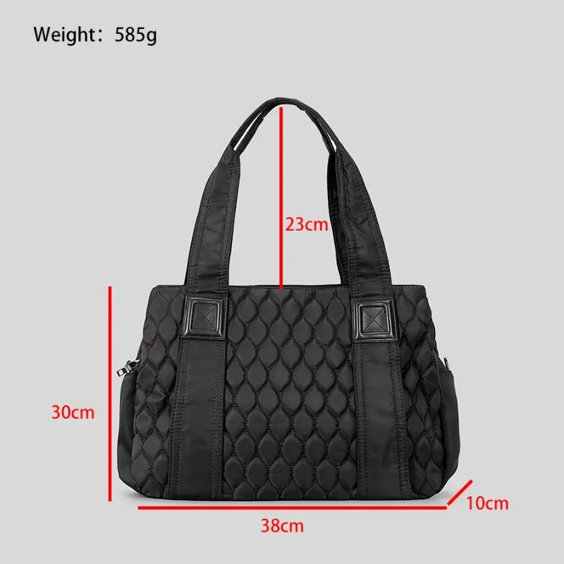 Vintage Quilted Padded Women Handbags Designer Lingge Shoulder Bag Casual Nylon Down Cotton Crossbody Bag Small Tote Purses 2023