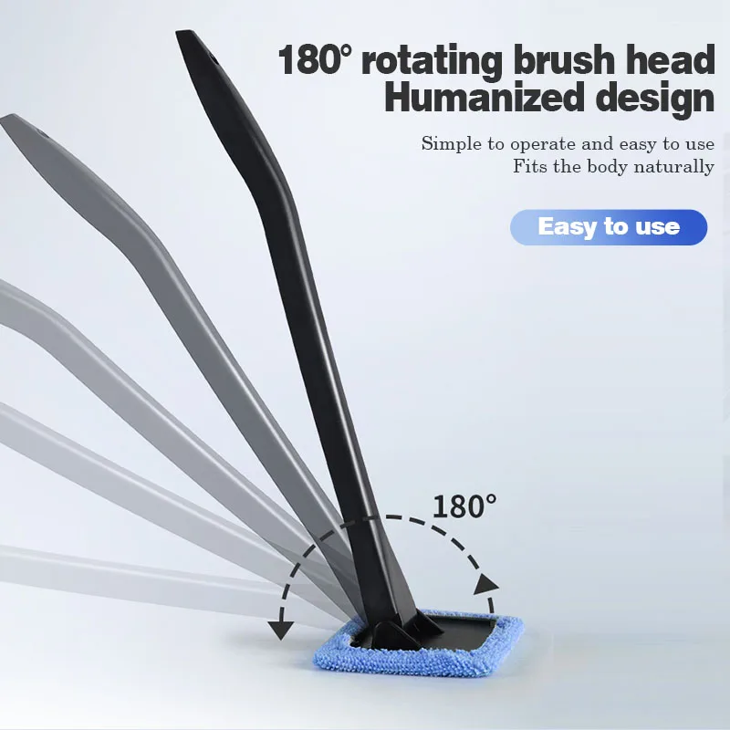 Microfiber Car Window Cleaner Long Handle Washable Brush