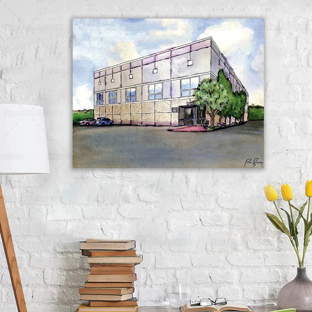 The Office Pam's Watercolor Dunder Mifflin Building Print Canvas Painting  Dwight Schrute Pam Beesly Artwork Wall Art Decor - AliExpress, image size:1000x1000