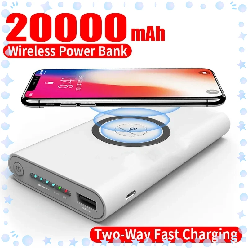 

Wireless Fast Charging Power Bank Portable 20000mAh Charger Suitable for iPhone's Large Capacity Portable External Charger