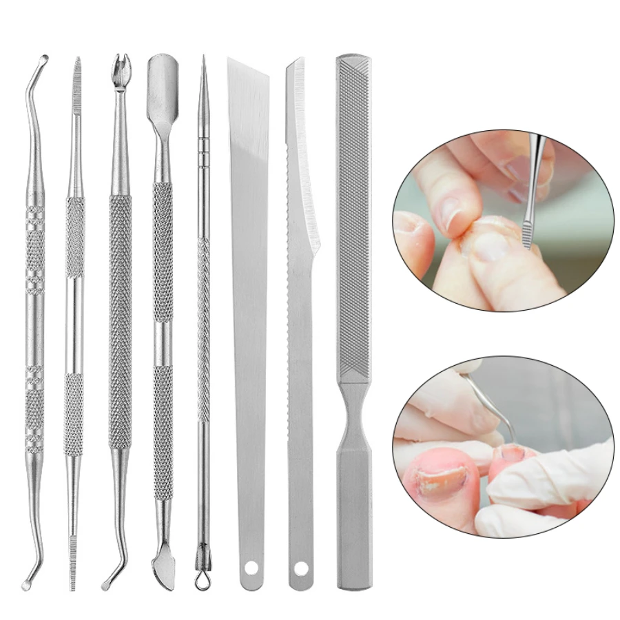 3-8 Pcs Ingrown Toenail Correction Tool Set Stainless Steel Double-Ended Nail Pedicure Tools Files Paronychia Foot Care Tools