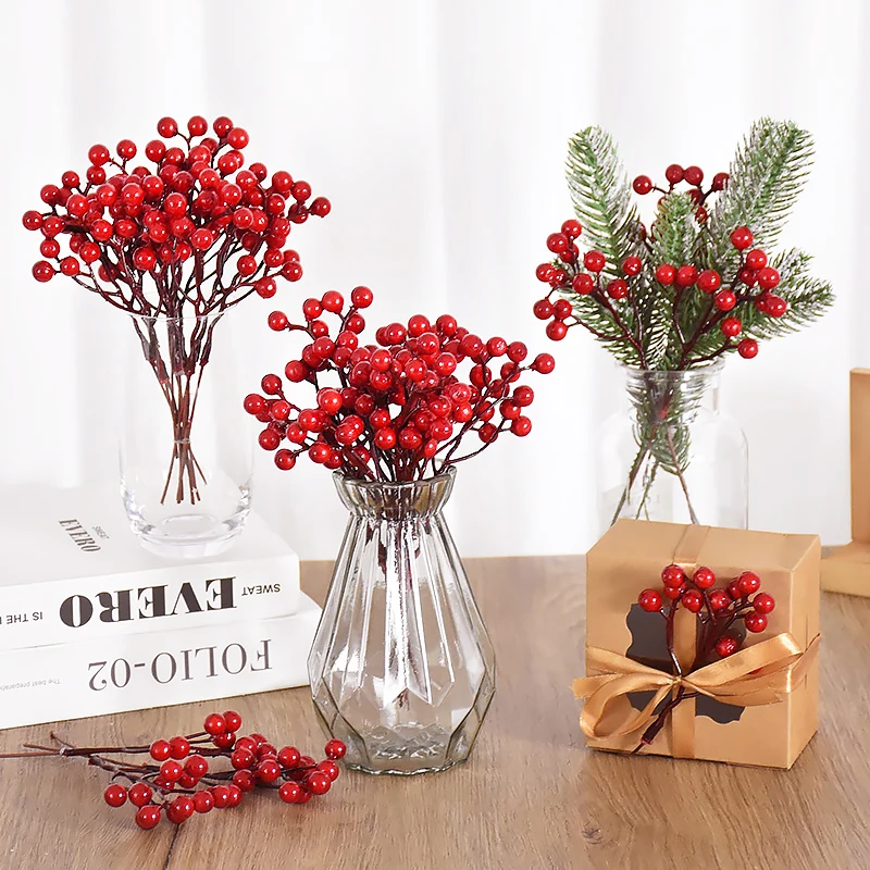 5pcs Artificial Red Berry Stems Christmas Foam Fruit Flower Branch  Simulation Berries Cherry Plant Wedding Party Home Decoration - AliExpress