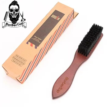 BarberTop Manico in legno Spazzola per pulizia setole di cinghiale Parrucchiere Spazzola per pulizia barba morbida Uomo Barbiere Barba Strumento per rasatura