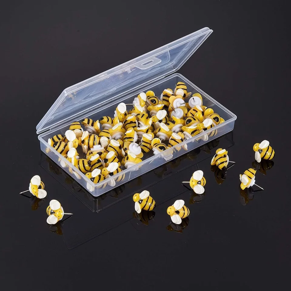 50 Cute Bee Pushpins for Creative Decoration