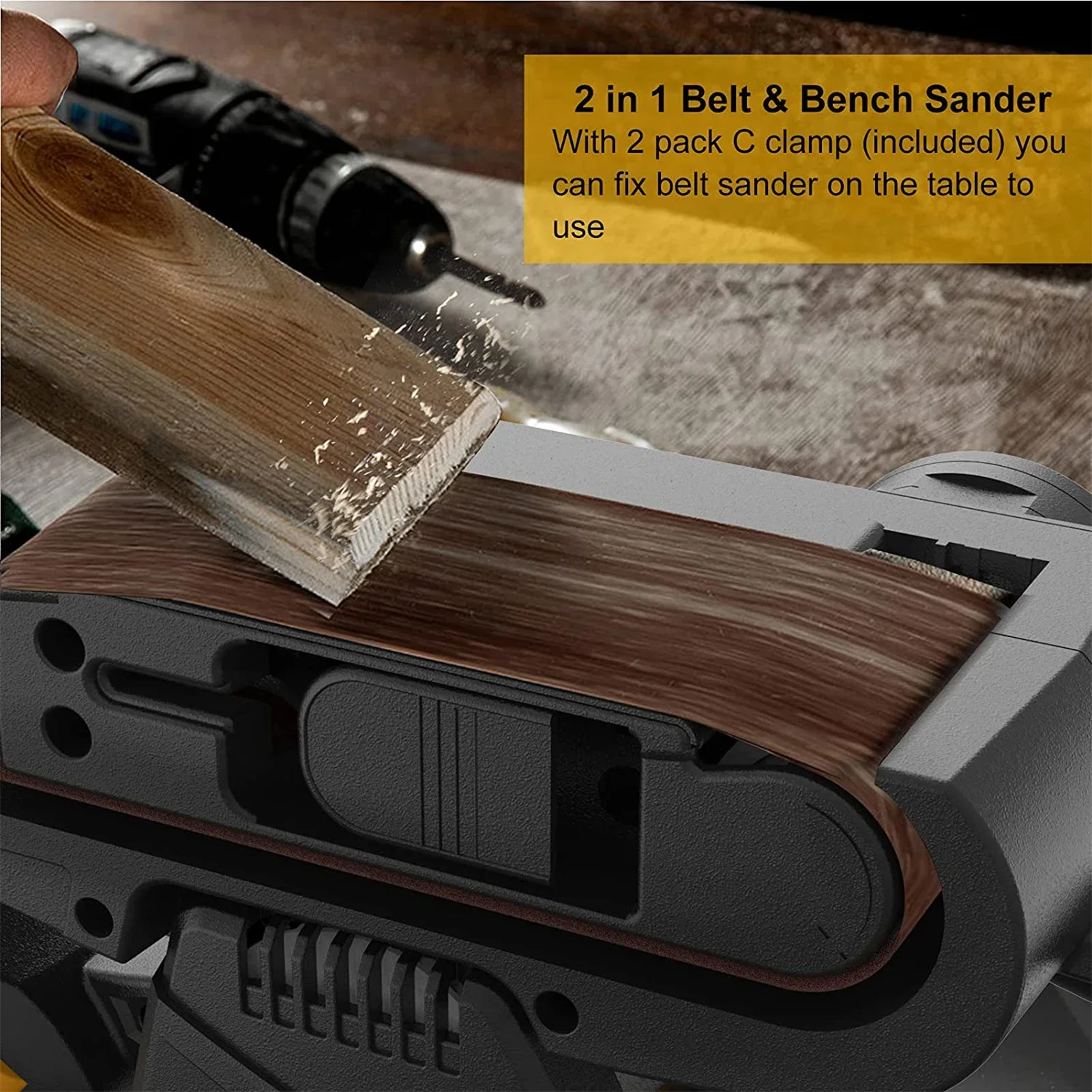 750W Belt Sander Table Sander with Variable Speed Control 2-in-1 Vacuum Cleaner Adapter 3 Meter Length Power Cable 10 Piece Belt 5