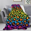 Ultra Soft Flannel Fleece Throw Blanket Neon Rainbow Leopard All Season Warm and Cozy Quilt Blanket for Bed Sofa Couch 1