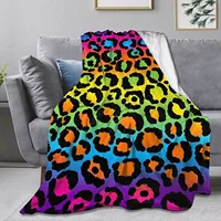 Ultra Soft Flannel Fleece Throw Blanket Neon Rainbow Leopard All Season Warm and Cozy Quilt Blanket for Bed Sofa Couch 1