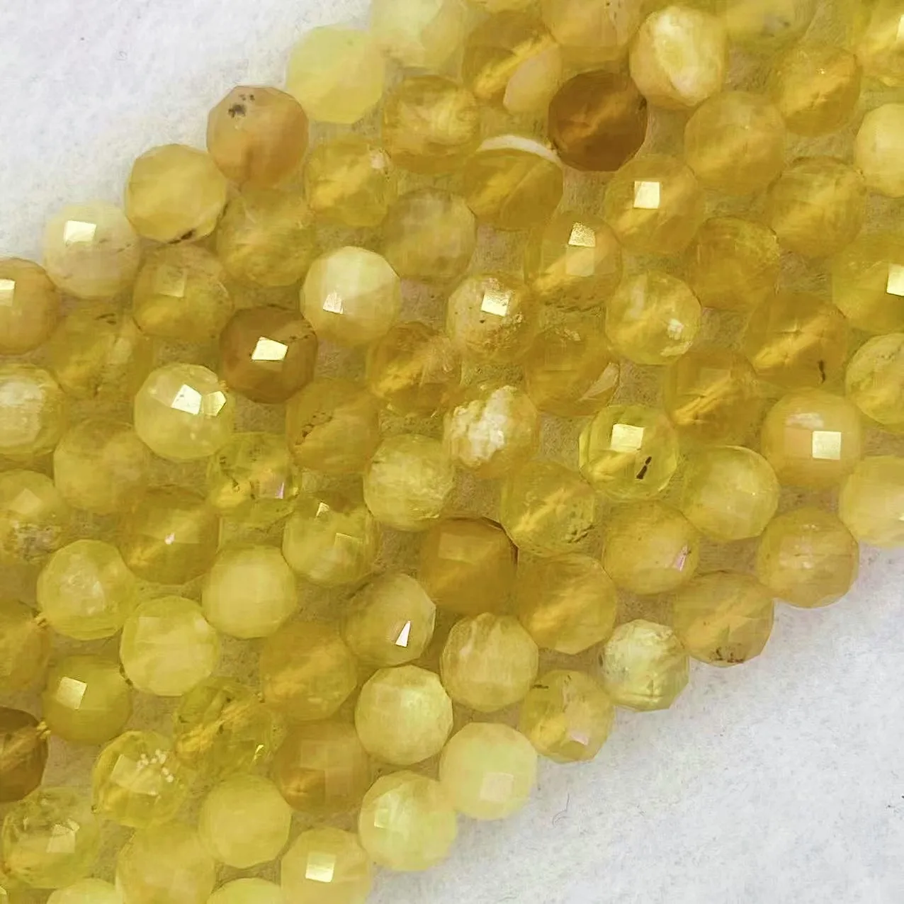 100% Natural Golden Yellow Opal Stone Beads 6/8/10mm High Quality Faceted Round Loose Opal Quartz Charm Bead DIY Jewelry