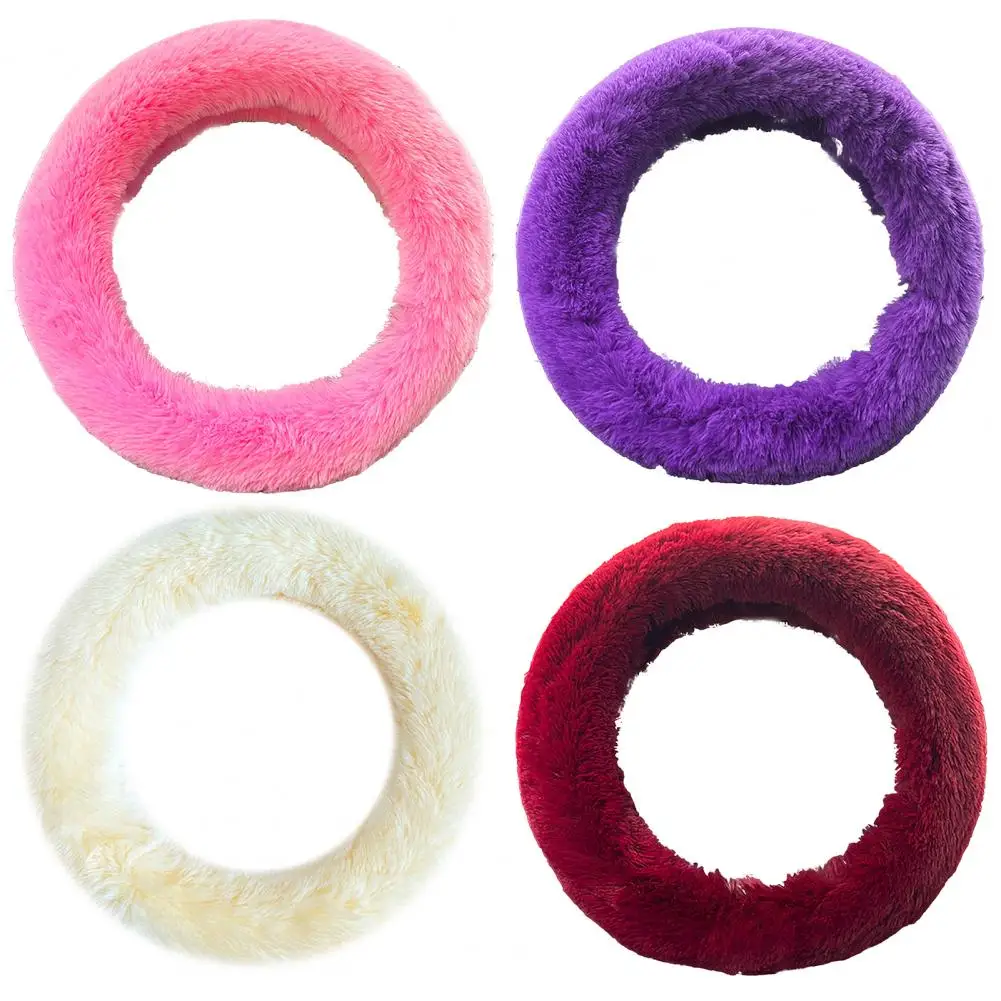 

Steering Wheel Case Practical No Shedding Anti-static Auto Plush Steering Wheel Protector for Automobile