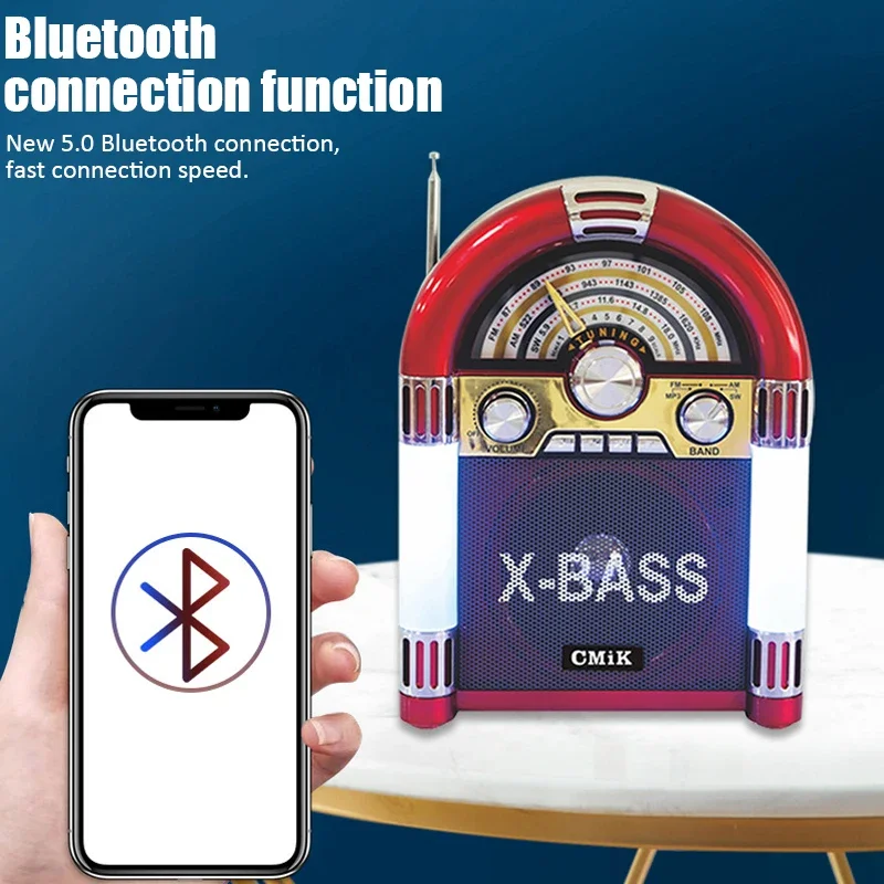 Portable Retro Radio Wireless Bluetooth Speaker Card Audio Home FM Medium Wave Short Wave Stereo Radio Receiver Support 220V110V Bluetooth Speaker Portable Speaker Audio Speakers