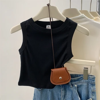 بلوزة بدون أكمام لعام 2025 للنساء بلوزة بدون أكمام مضلعة بلون سادة ملابس علوية صيفية أساسية عصرية للمراهقات 5