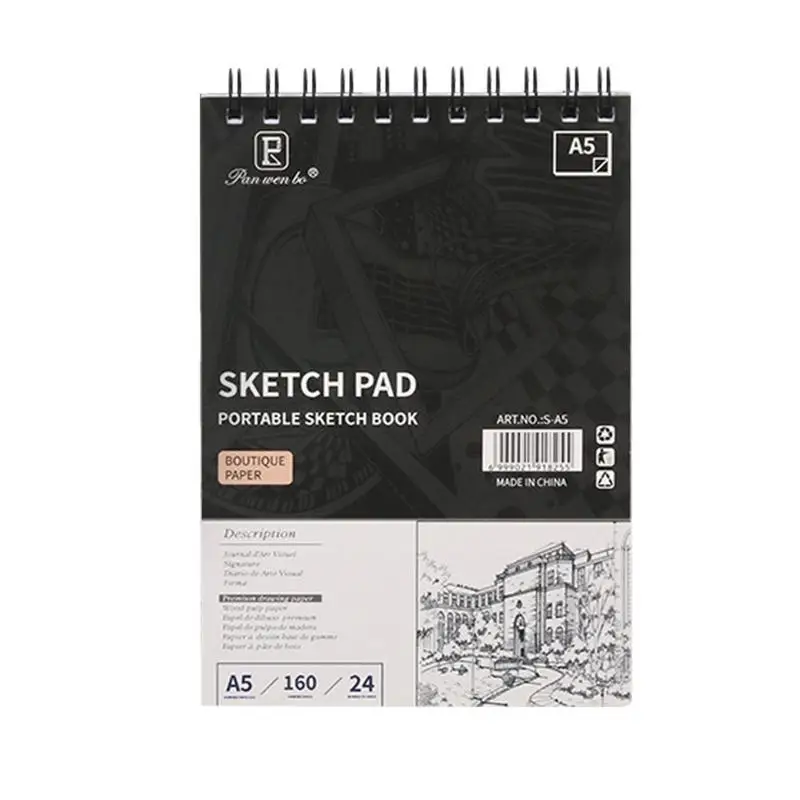 

Sketch Book Pad Hard Cover Top Spiral Bound Sketch Pad 24 Sheets Sketching Book Painting Supplies For Students Beginners Artists