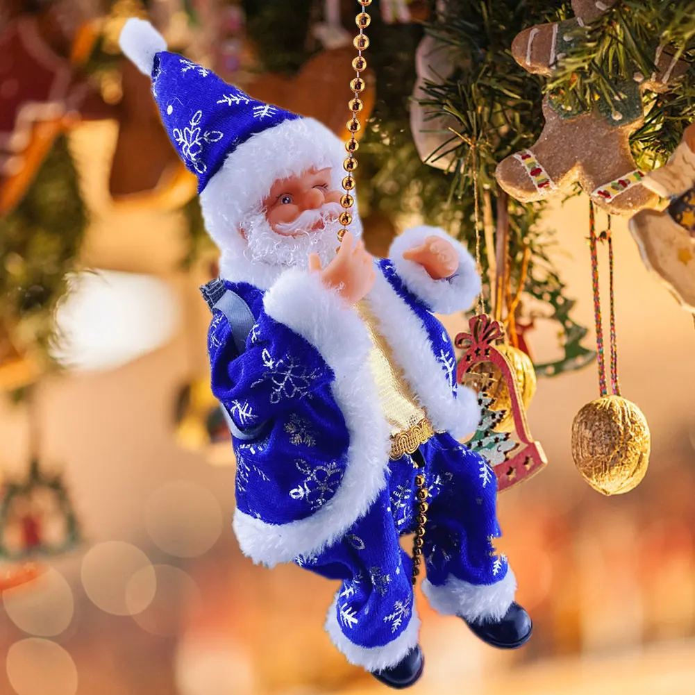 Christmas Climbing Ladder Doll Easy Assemble Electric Pendant Santa Claus Toy Santa Claus Climbing Beads Toy for Home Decoration