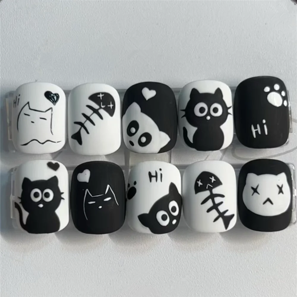 TSC-577 TSC-576 Dark Cute Cat DIY 3D Back glue Nail Art Stickers Decals Sliders Nail ornament decoration