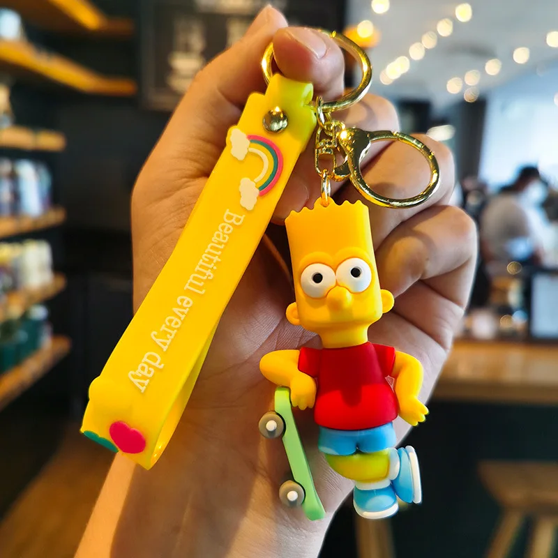The Simpsons keychain cartoon anime figure key ring phone hanging pendant kawaii holder car key chain birthday Christmas gift