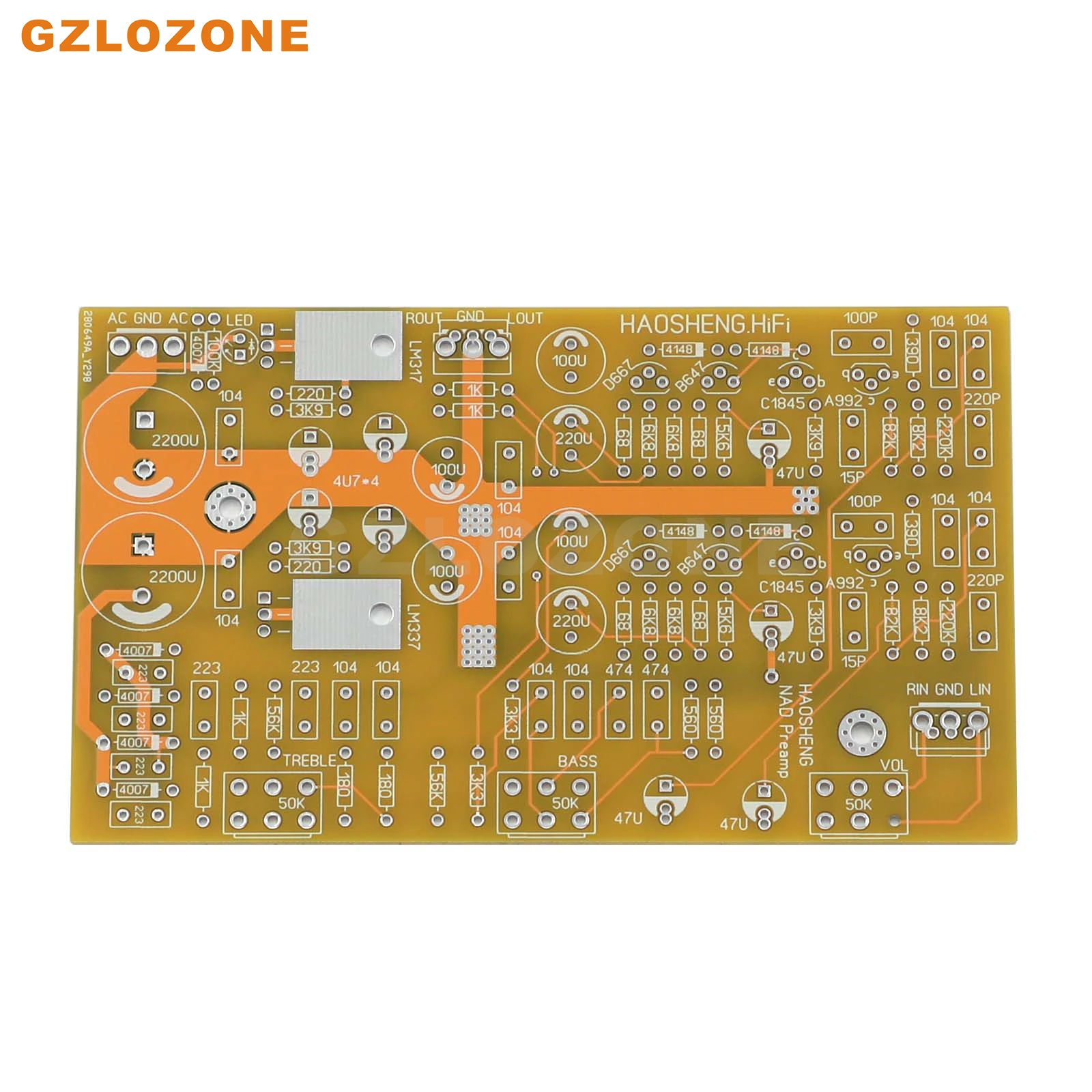 

D3020 TREBLE and BASS Single-ended Class A preamplifier Base on NAD3020 circuit Bare PCB