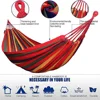 Double Hammock 2 Person Canvas Cotton Hammock with Tree Straps for Patio Garden Backyard Outdoor and Indoor (Red, Blue) 2