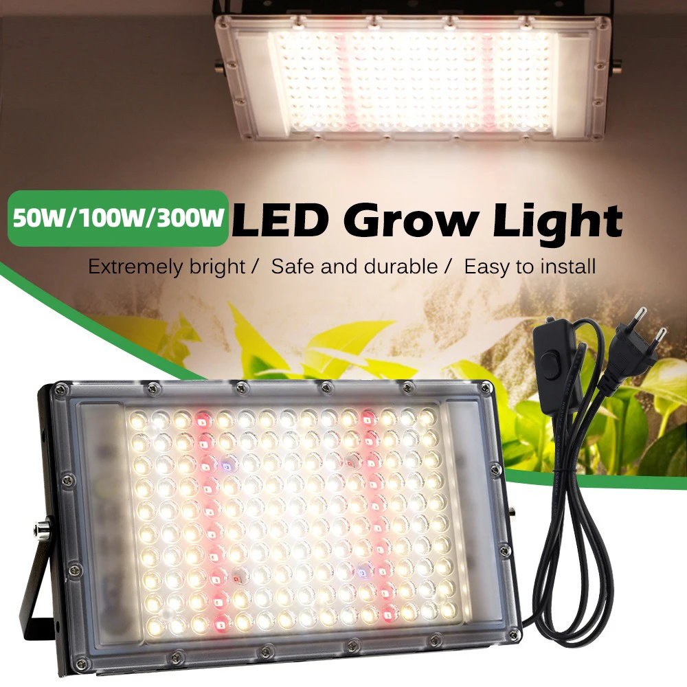 Description Picture 2 of itemFull Spectrum 380-840nm Sunlight Growth Light LED IP65 50W 100W 300W Plant Grow Light with EU US Plug for Indoor greenhouse