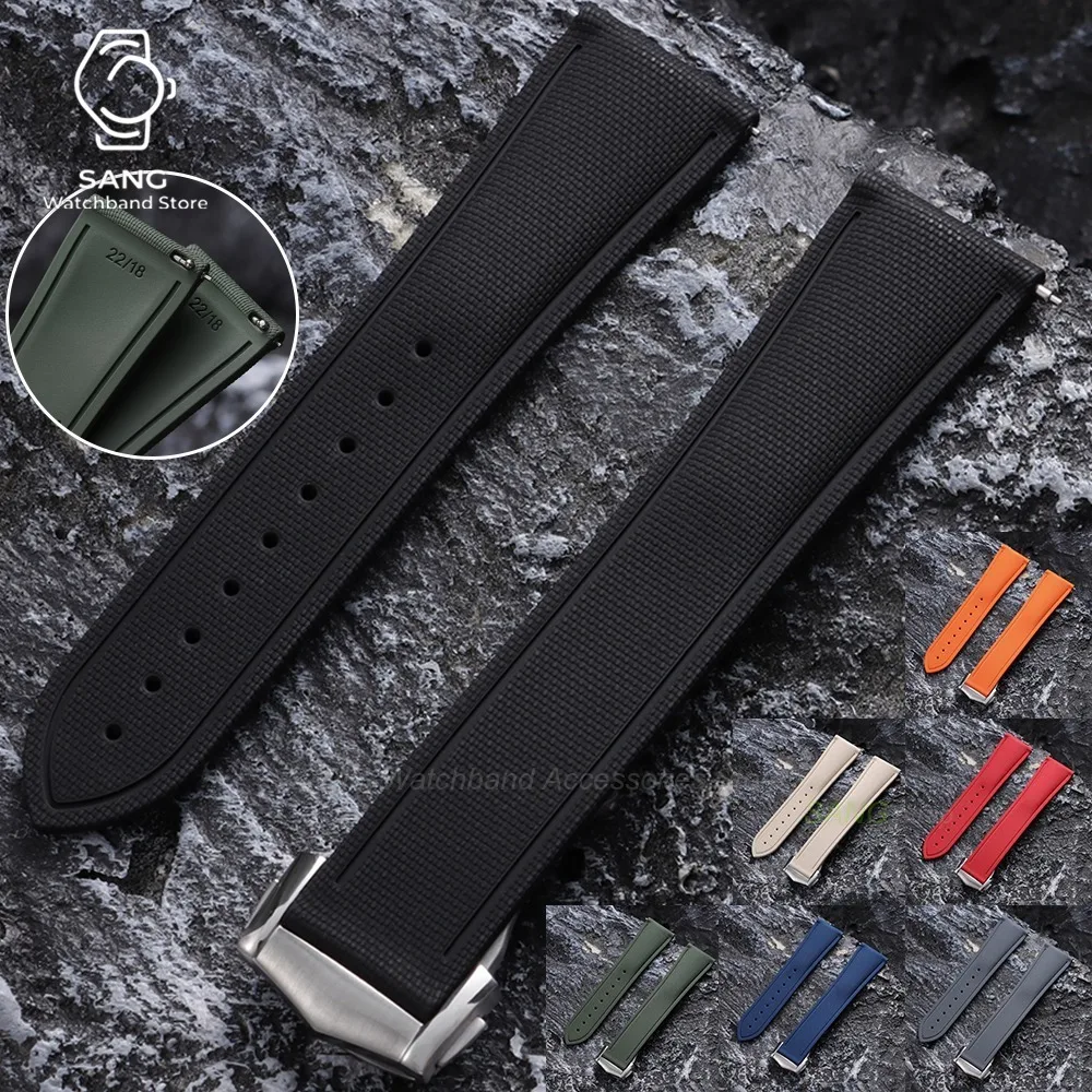 Premium FKM Rubber Woven Pattern Sports & Business Waterproof Watch Strap - High-Quality Accessory in Multiple Sizes